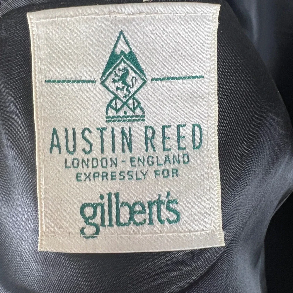 Austin Reed Mens 42L Double Breasted Blazer Black Pure Virgin Wool‎ Gold Button